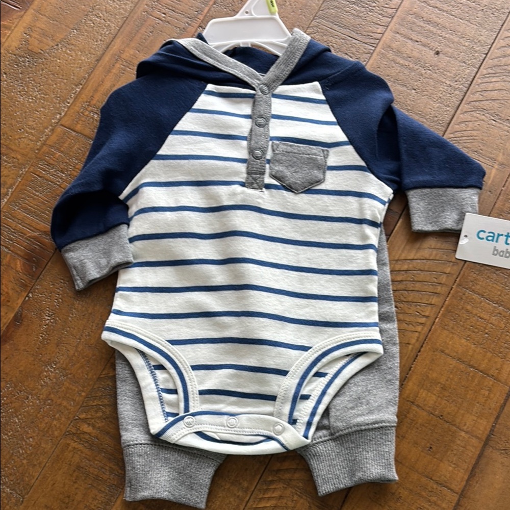 Carter's Navy and White Striped Bodysuit